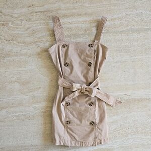 Forever 21 Tan Sleeveless Sheath Dress Belted